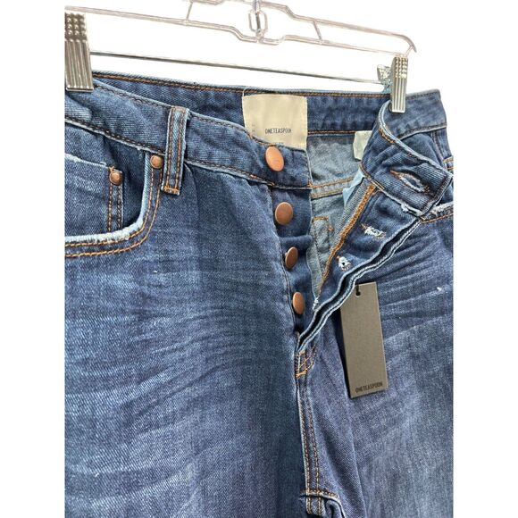 One Teaspoon Jeans Men 33R Blue Moon Mr Classics Rigid Denim Straight Button Fly - Picture 2 of 12